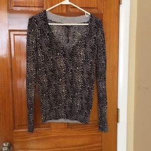 Express Gray Leopard Print Sweater - Medium